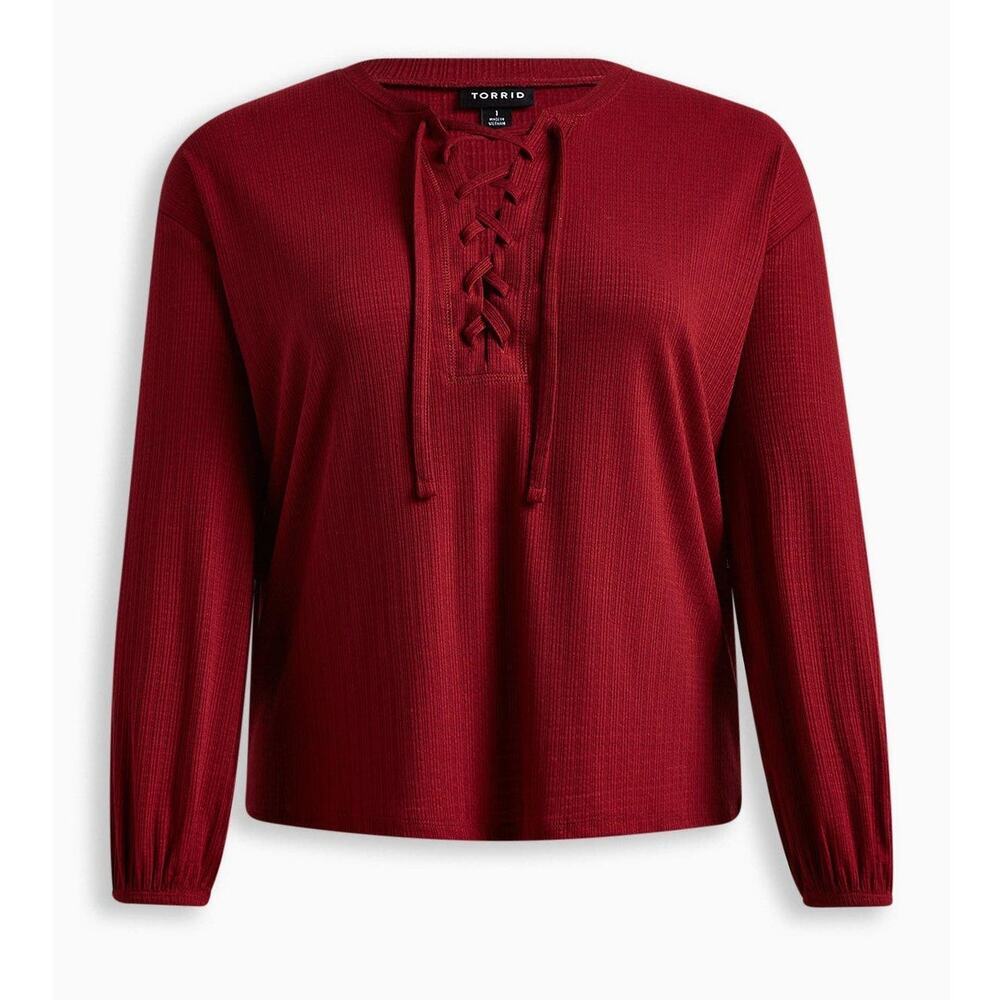 Torrid Texture Jersey Lace-Up Drop Shoulder Top Size‎ 2X